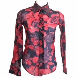Lady Manhattan Vintage Floral Button Up Blouse EUC sz 10